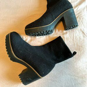 Black knit ankle boots womens size 9